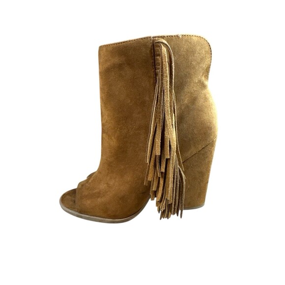 DV By Dolce Vita Ankle Boot Booties Sz 6 Brown Suede Tassels Fringe Peep Toe - Picture 9 of 10